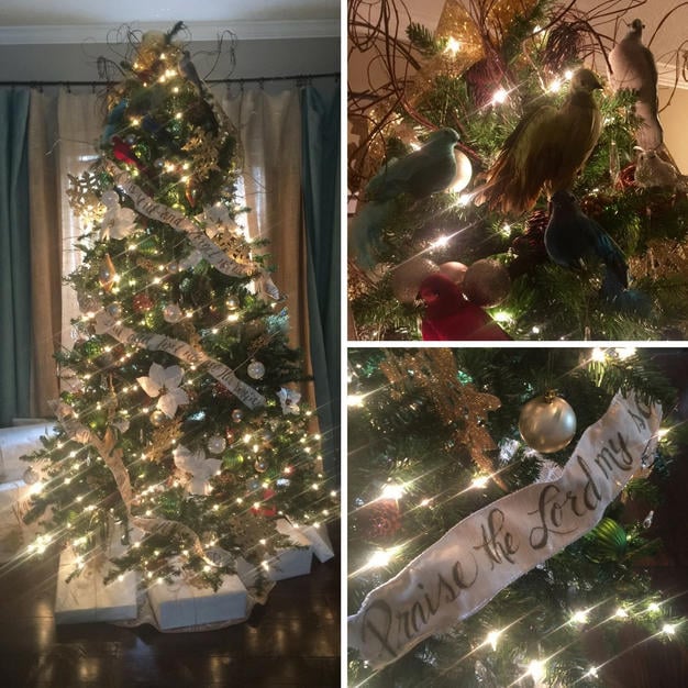Read more about the article Wrap the Tree with the Written Word…. writing Bible Verses on Ribbon DIY