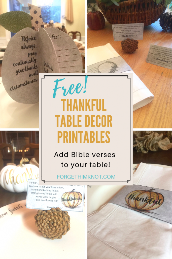 Thanksgiving Bible verse table decor
