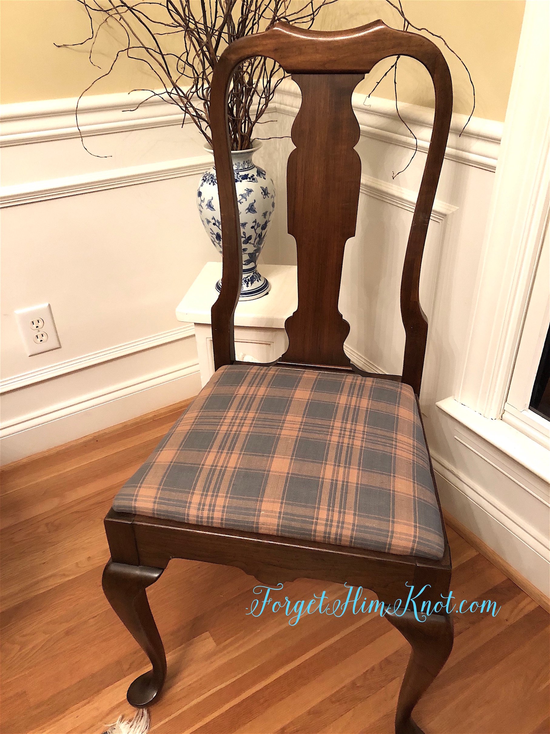 plaid fabric dining room chair recovering