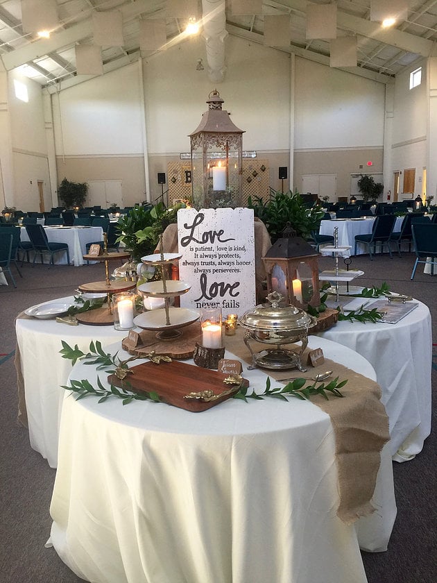 Bible verse wedding reception table