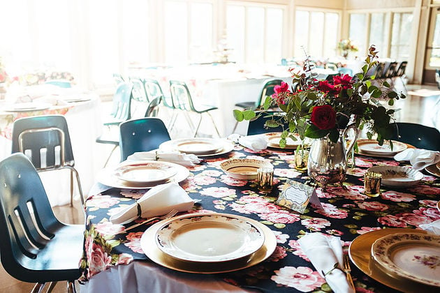 floral wedding reception table