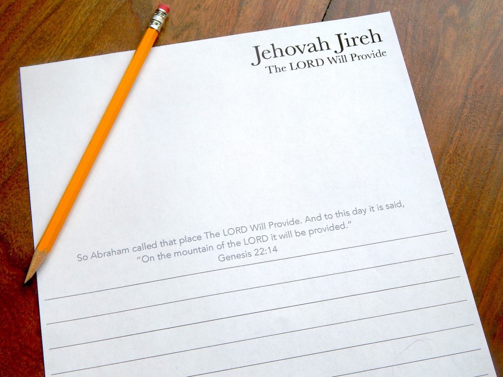 Names of God Bible verse copy pages for homeschoolers