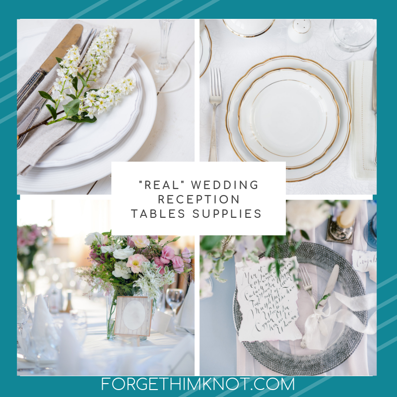 Disposable v/s "real" wedding reception table supplies with resources and cost. #weddingplanning #weddings #weddingreception #Christianweddings