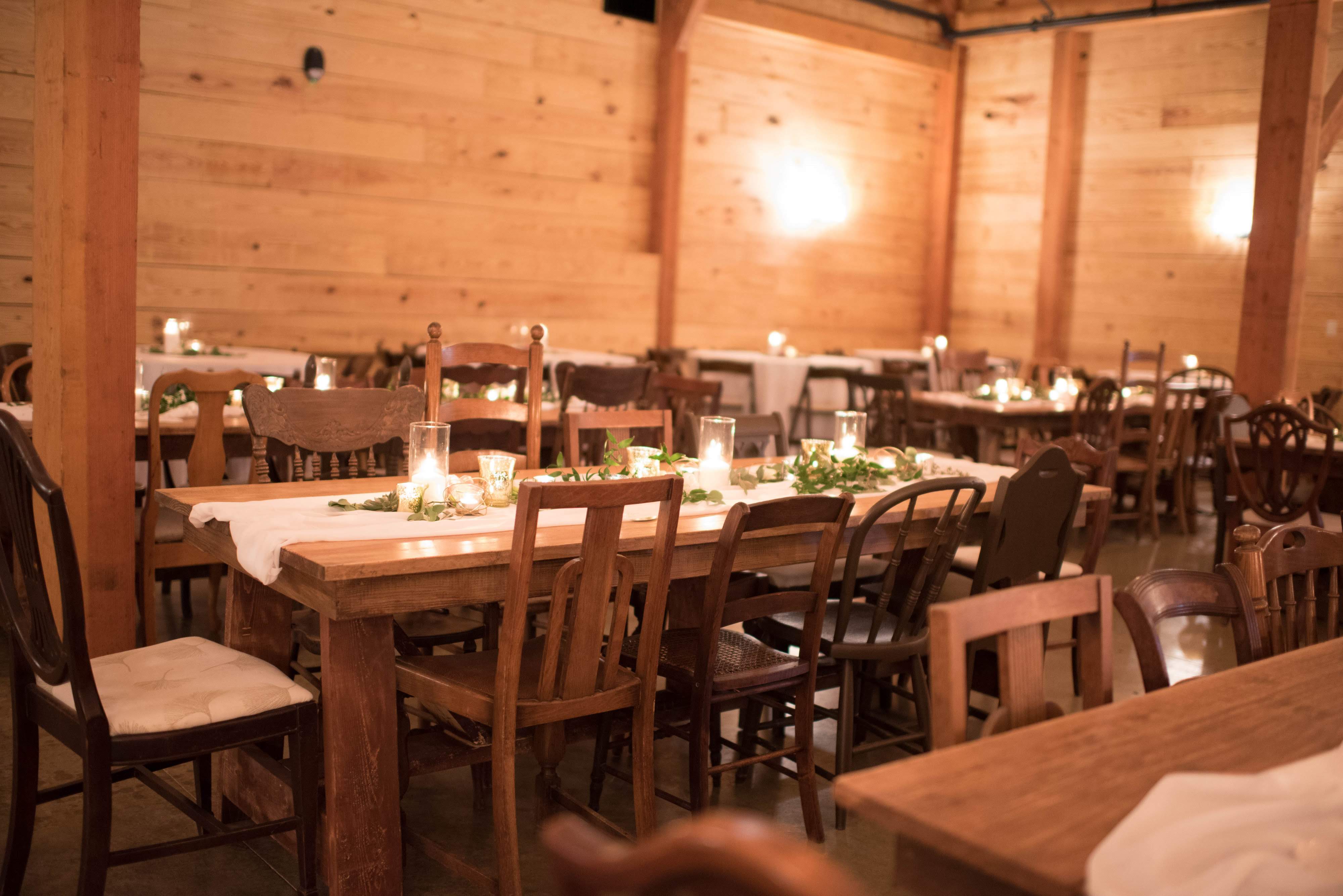 small budget wedding reception in a barn