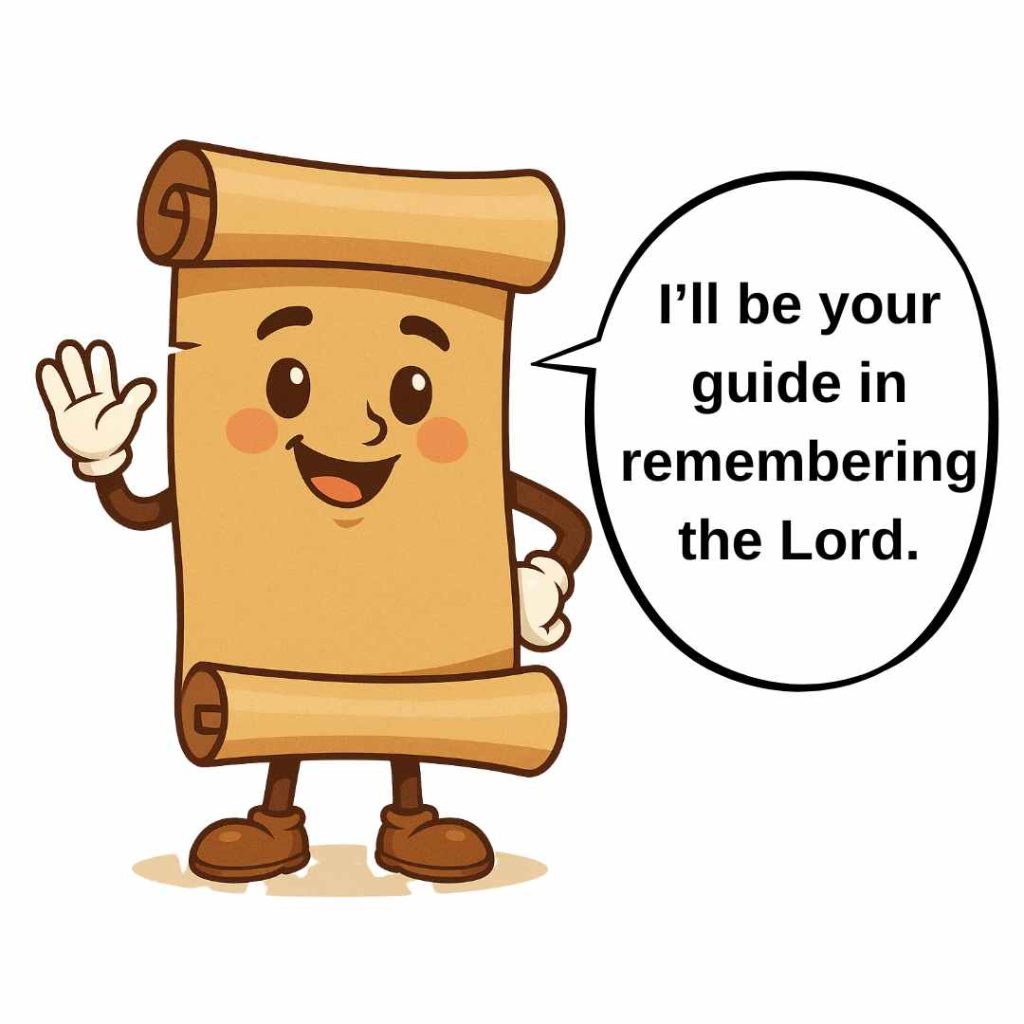 I'm Remy the scroll! I'll be your guide remembering the Lord.