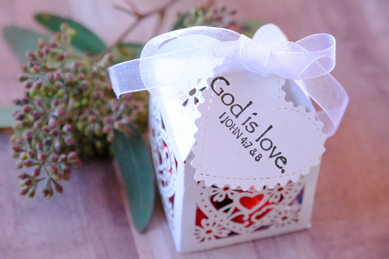 God is love wedding candy boxes and favors