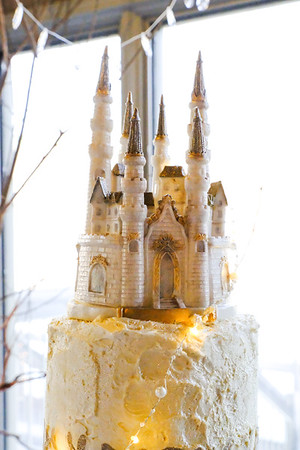 Disney themed wedding castle cake