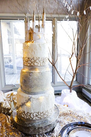 Disney themed wedding castle cake