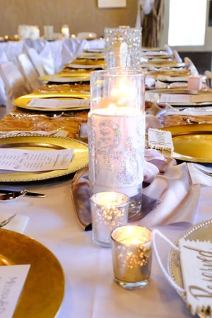 Disney inspired wedding guests tables with sparkle