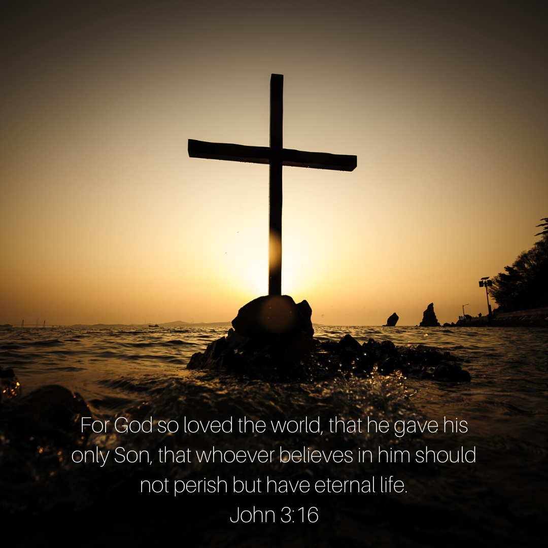 John 3:16 A cross in the sunset