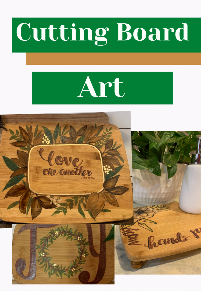 Wood Cutting Board With Wood Stain Flowers Him Knot