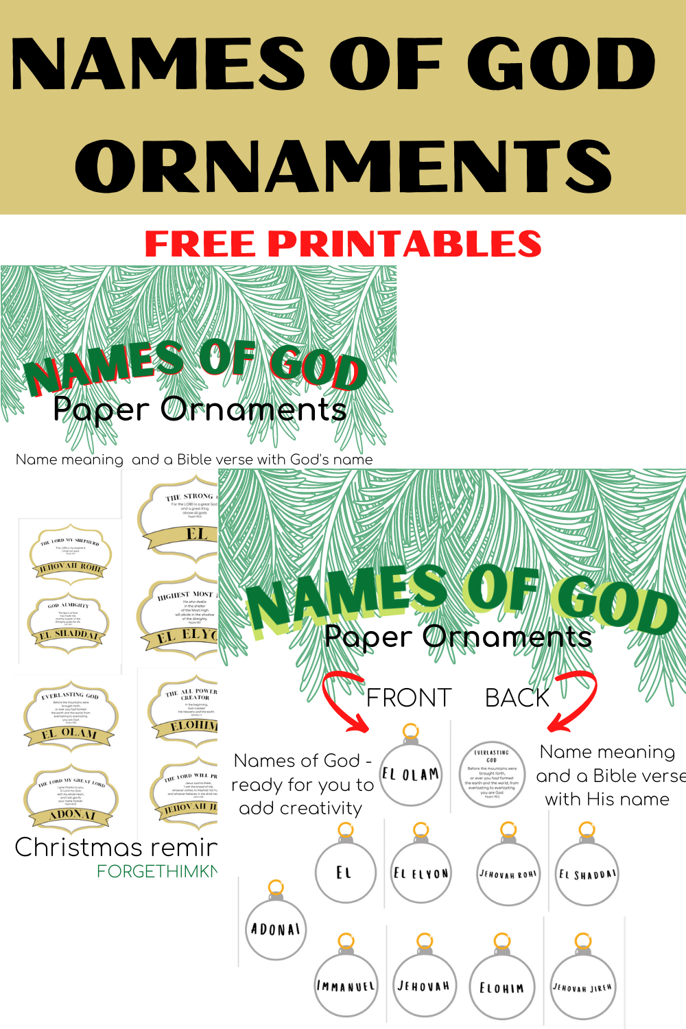 Names of God Christmas Ornaments Him Knot