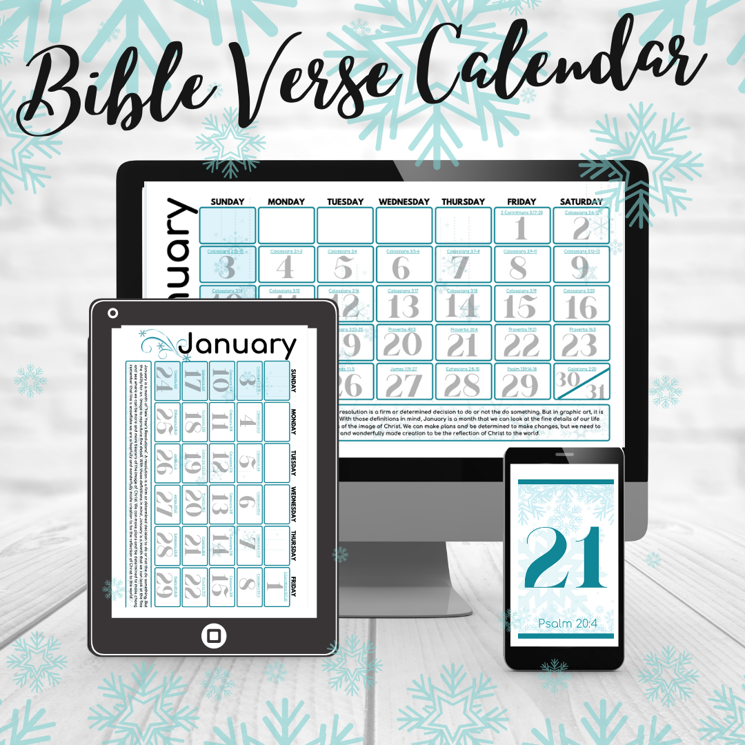 Monthly Bible Verse Calendar Daily Verse Reading, Printables and