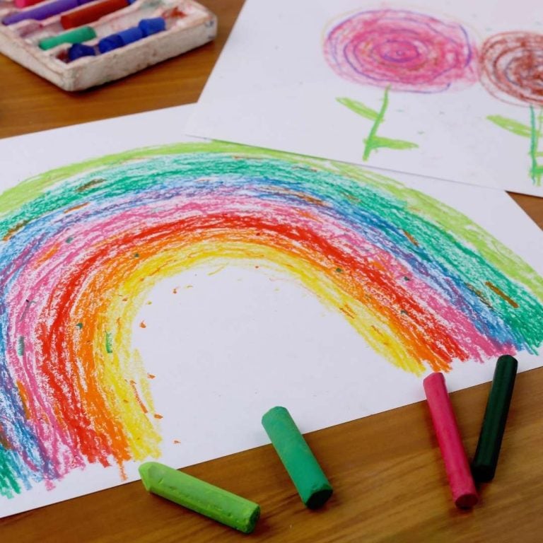 child crayon drawing for Bible art lessons