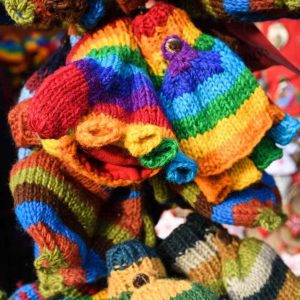 colorful rainbow knitting item