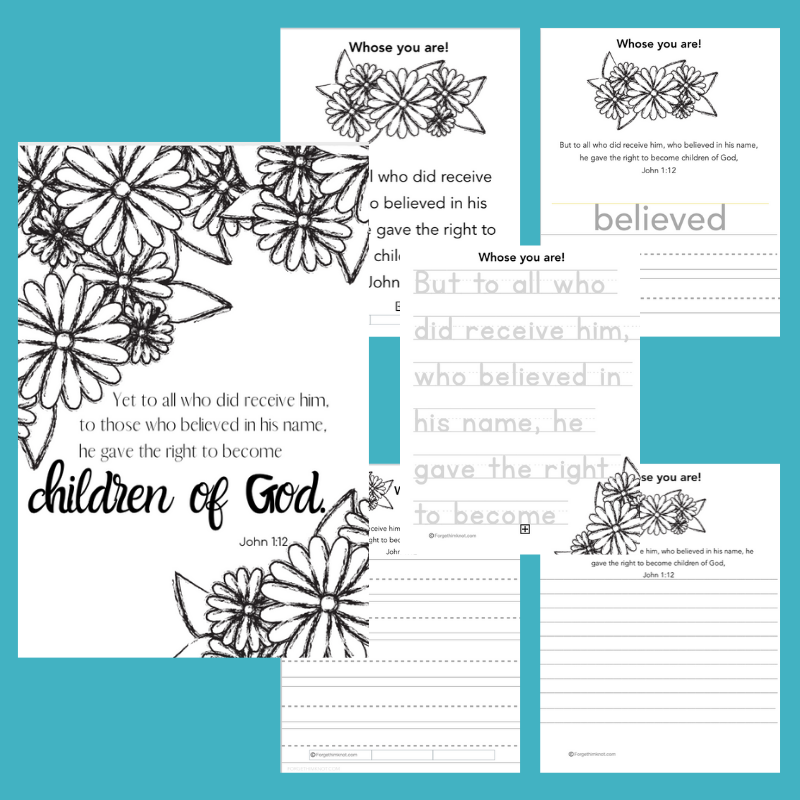 John 1:12 Bible study printables