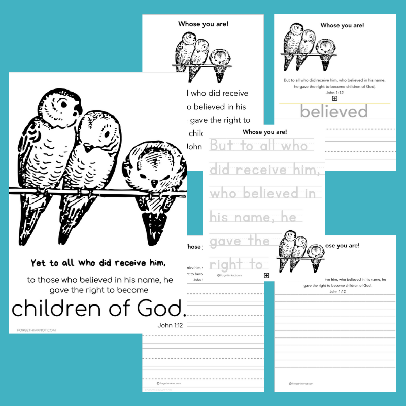 John 1:12 Bible study printables