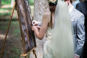 Bride and groom tying a unity knot