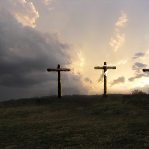 crosses in the sunset