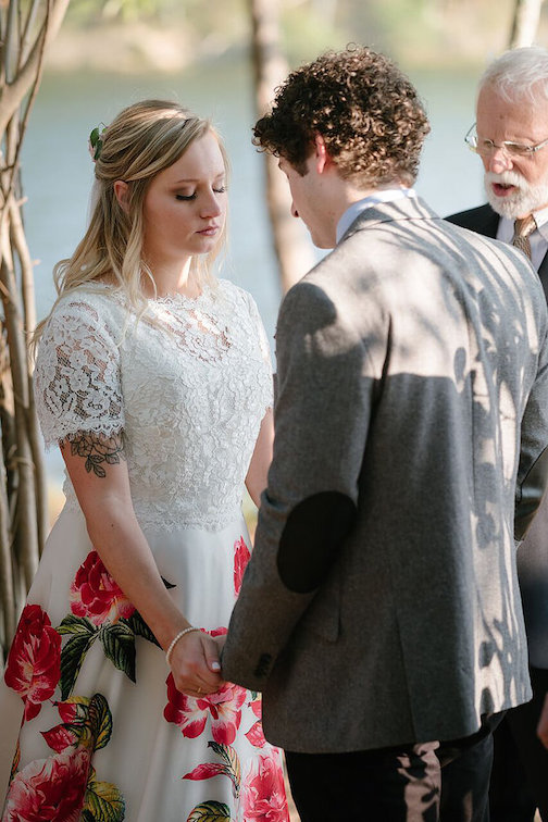 Bride and groom praying