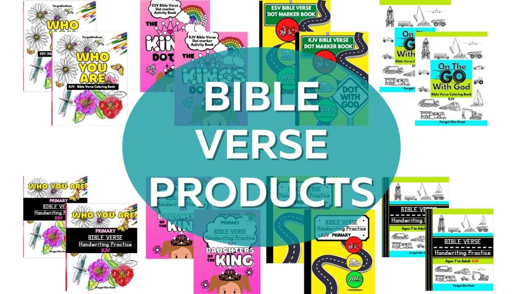 Bible verse coloring books and handwriting books