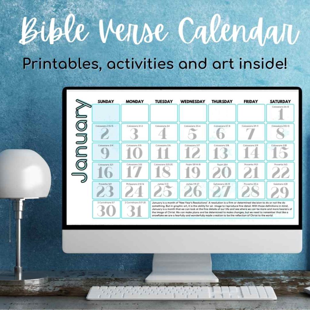 January Bible verse calendar