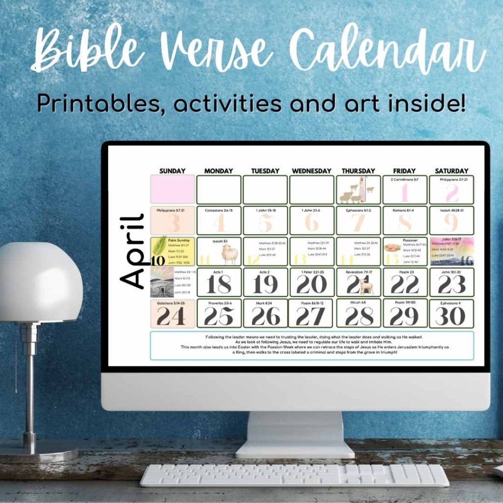 Monthly Bible verse calendar