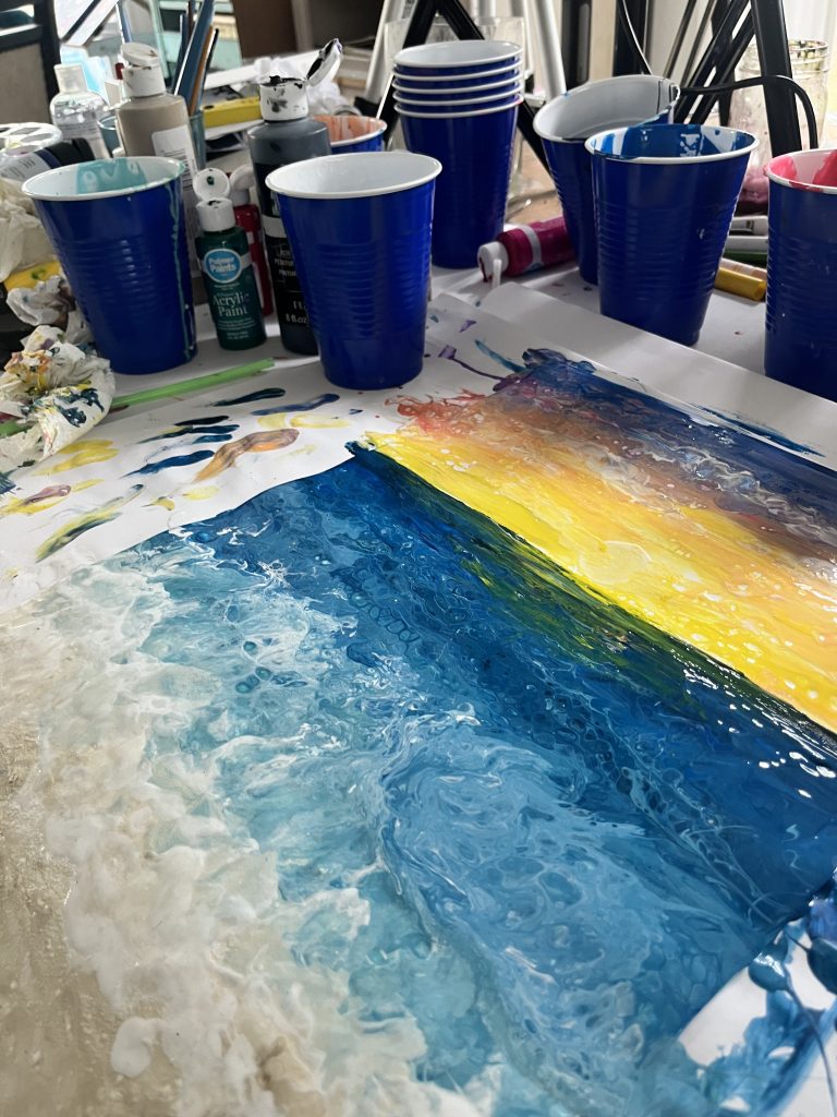 Acrylic pouring mess