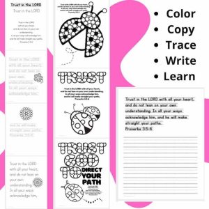 Proverbs 3:5-6 Bible Verse Coloring and Handwriting Printables- Primary
