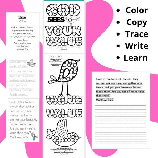 Bible verse coloring and handwriting printables