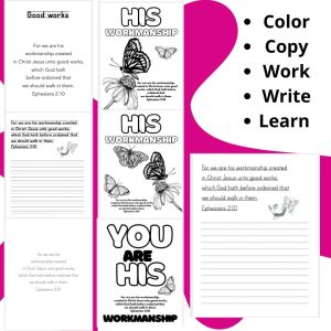 Ephesians 2:10  Coloring and Handwriting Printables- Elementary
