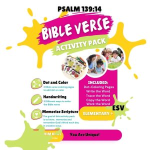 Psalm 139:14 Bible Verse Coloring and Handwriting Printables- Elementary