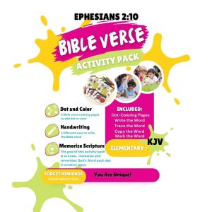 Ephesians 2:10  Coloring and Handwriting Printables- Elementary