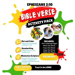 Ephesians 2:10 Bible Verse Coloring and Handwriting Printables- Elementary
