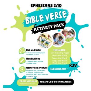 Ephesians 2:10 Bible Verse Coloring and Handwriting Printables- Elementary