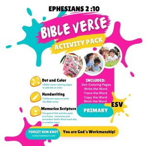 Ephesians 2:10 Bible Verse Coloring and Handwriting Printables- Primary