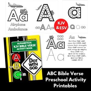 ABC Bible Verse Activity Printables for Preschool- Vehicles