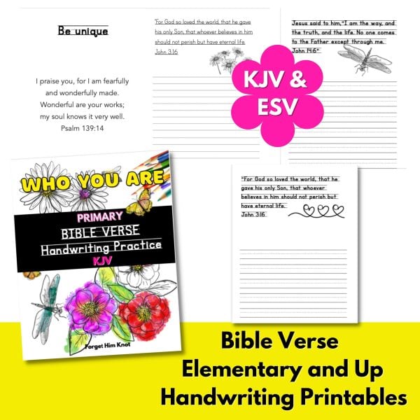 Bible verse handwriting printables for kids