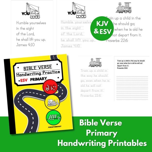 Bible verse handwriting printables- vehicles