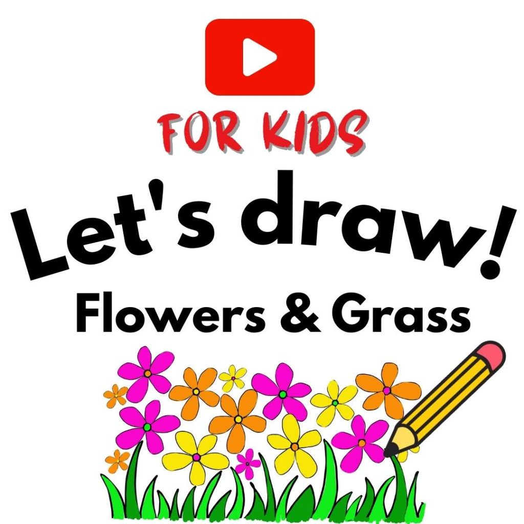 How to draw flowers and grass art for kids