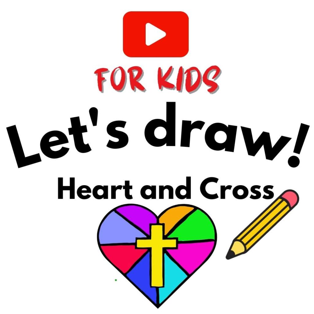 How to draw a heart and cross art for kids