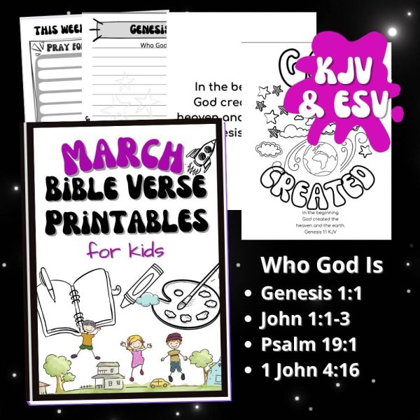 March Bible Verse Printables for Kids- Who God Is