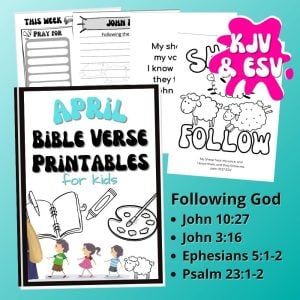 April Bible Verse Printables for Kids- Following the Shepherd