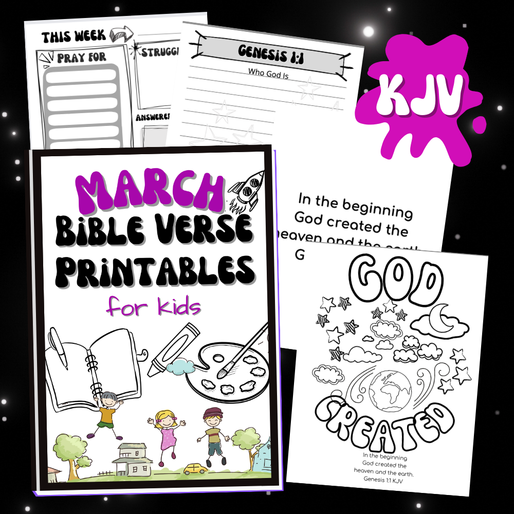 KJV March Bible Verse Printables for Kids