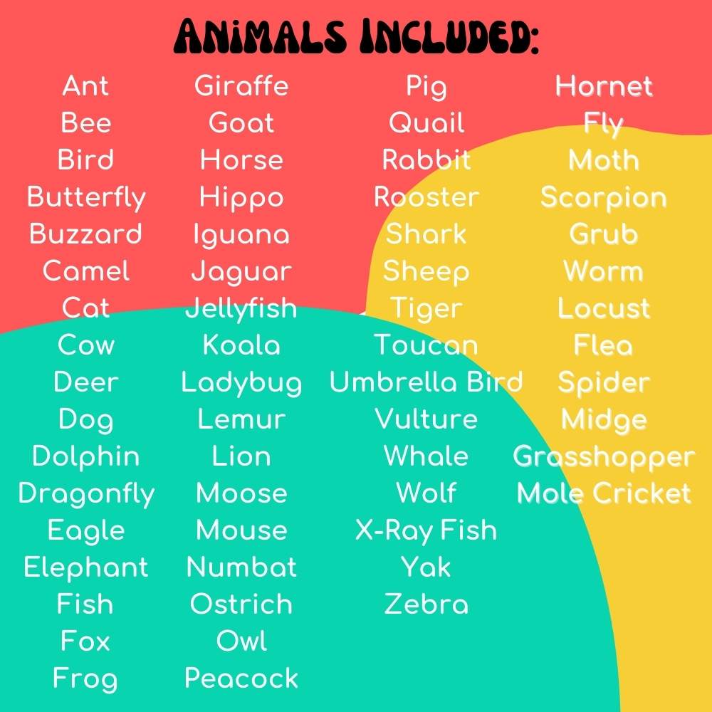 ABC animals and insects in the bundle of printables