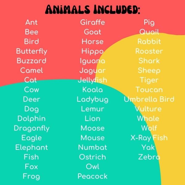 ABC animals Bible verse printables for kids animals included