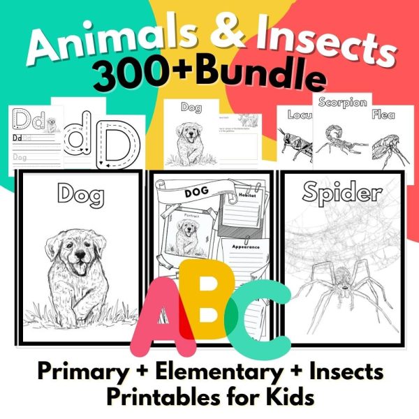 ABC animals and insects Bible verse printables for kids bundle