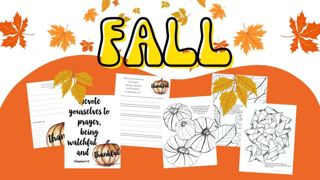 Fall thankful Bible verse printables for kids
