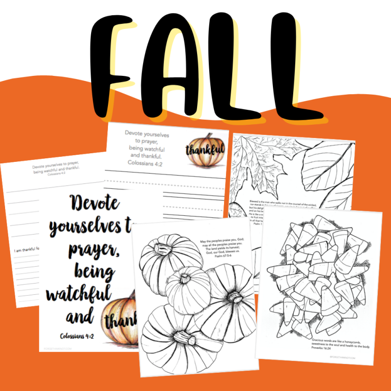 Fall thankful Bible verse printables for kids