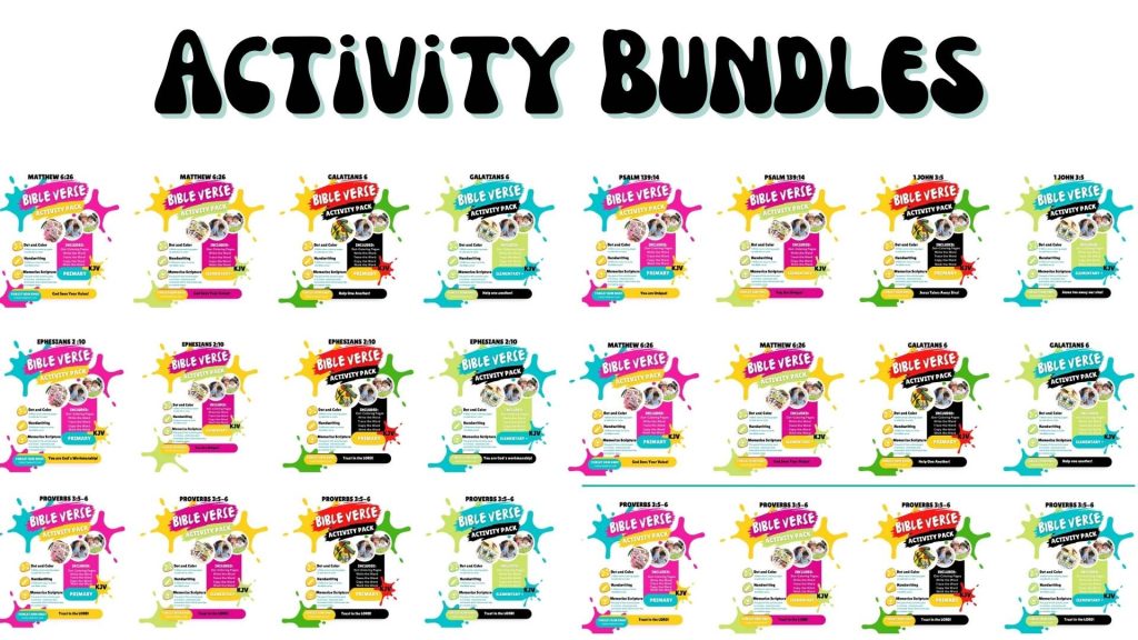 Bible verse activity bundles for kids